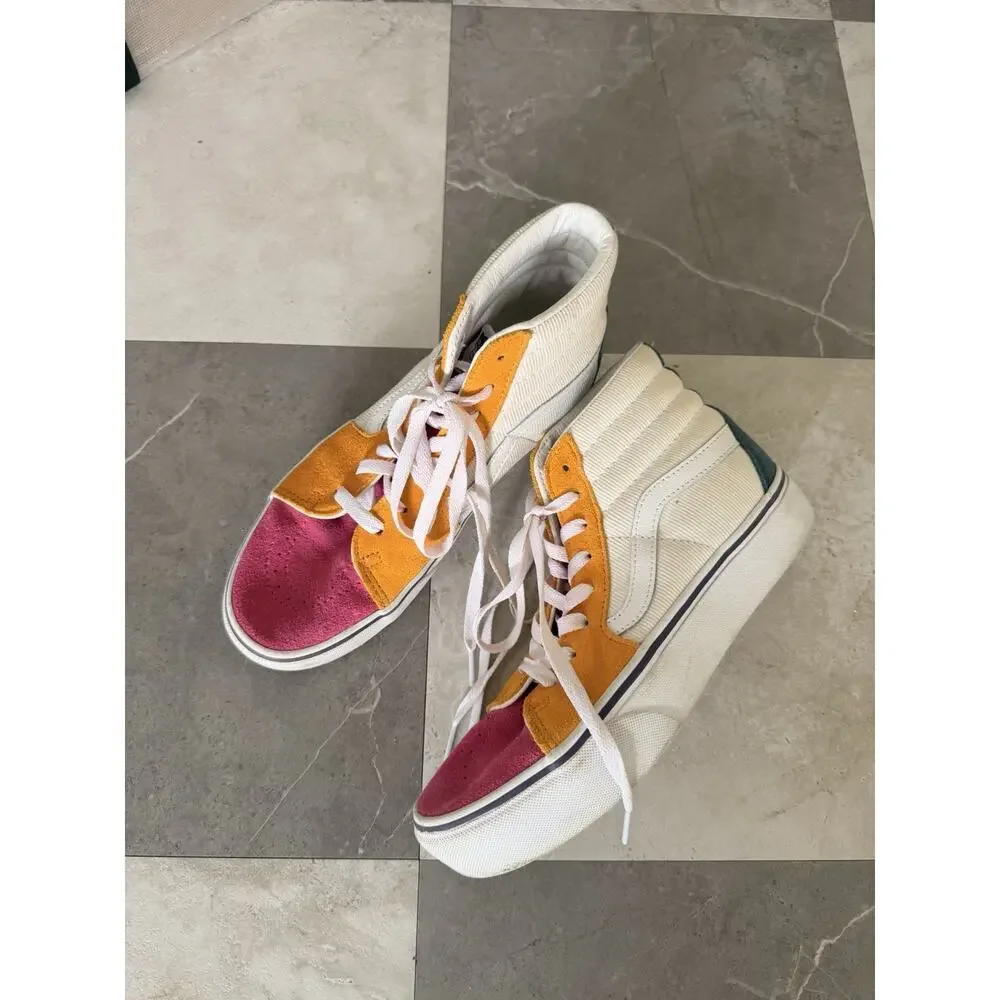 Vans Sk8-Hi Multi Color Block Corduroy Suede High Top Sneakers Womens 7.5